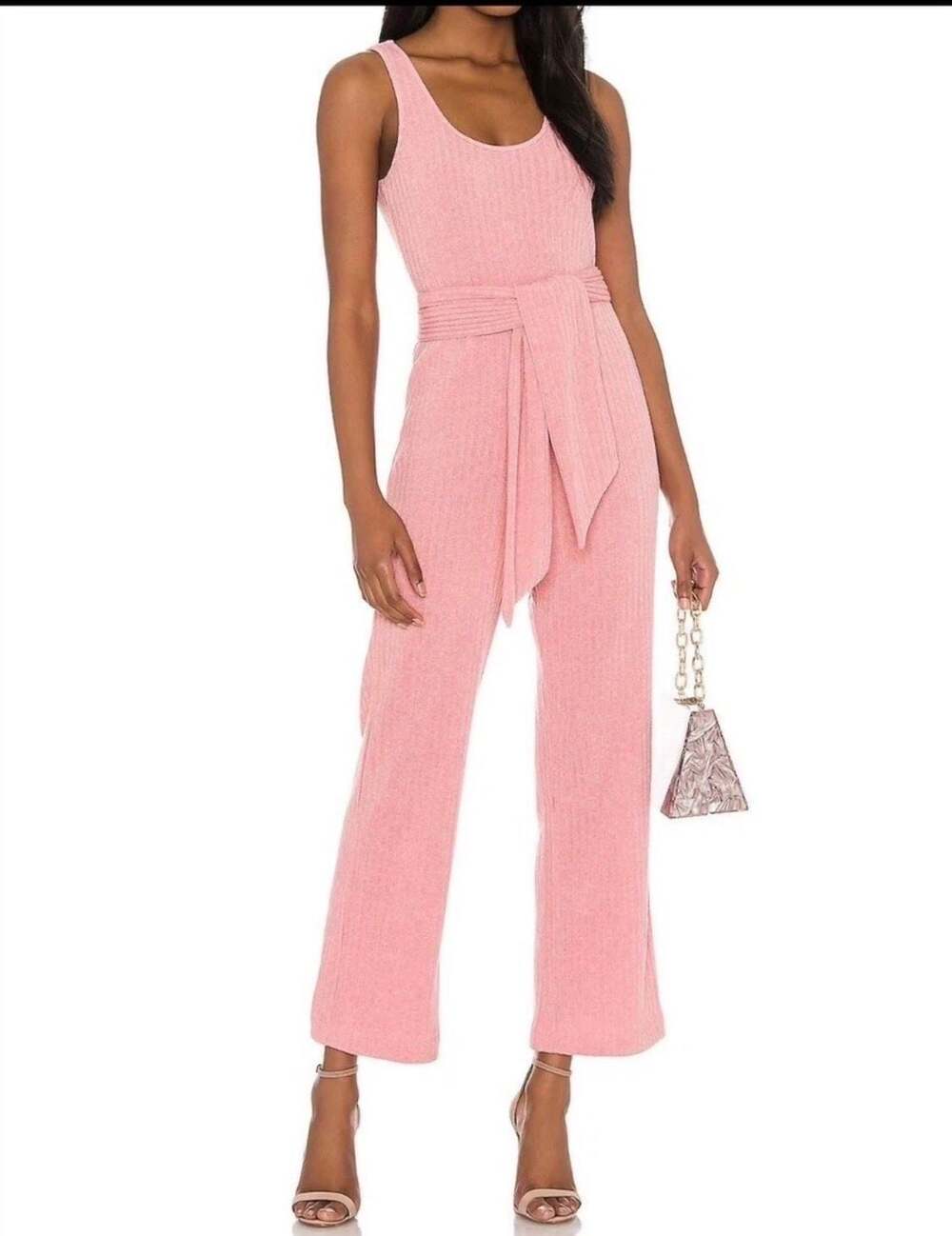 SAYLOR Molly Ribbed Knit Jumpsuit in Pink